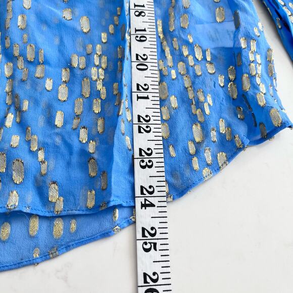 Lilly Pulitzer Silk Metallic Colby Top Ariel Blue Gold XXS. NWT - Picture 5 of 8
